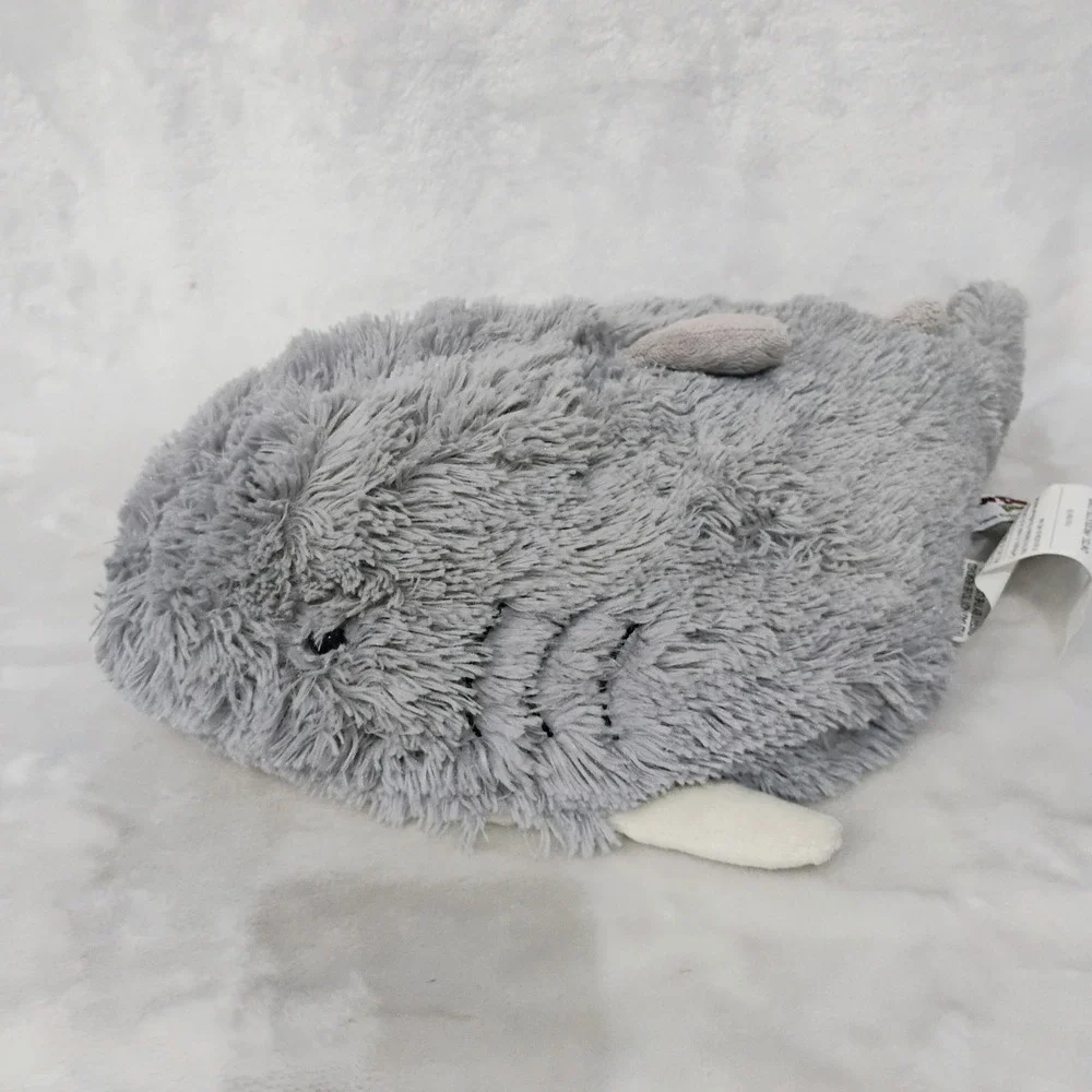 Pillow Pets Pee-Wees Great White Shark Plush Grey Shaggy Folding Stuffed Toy